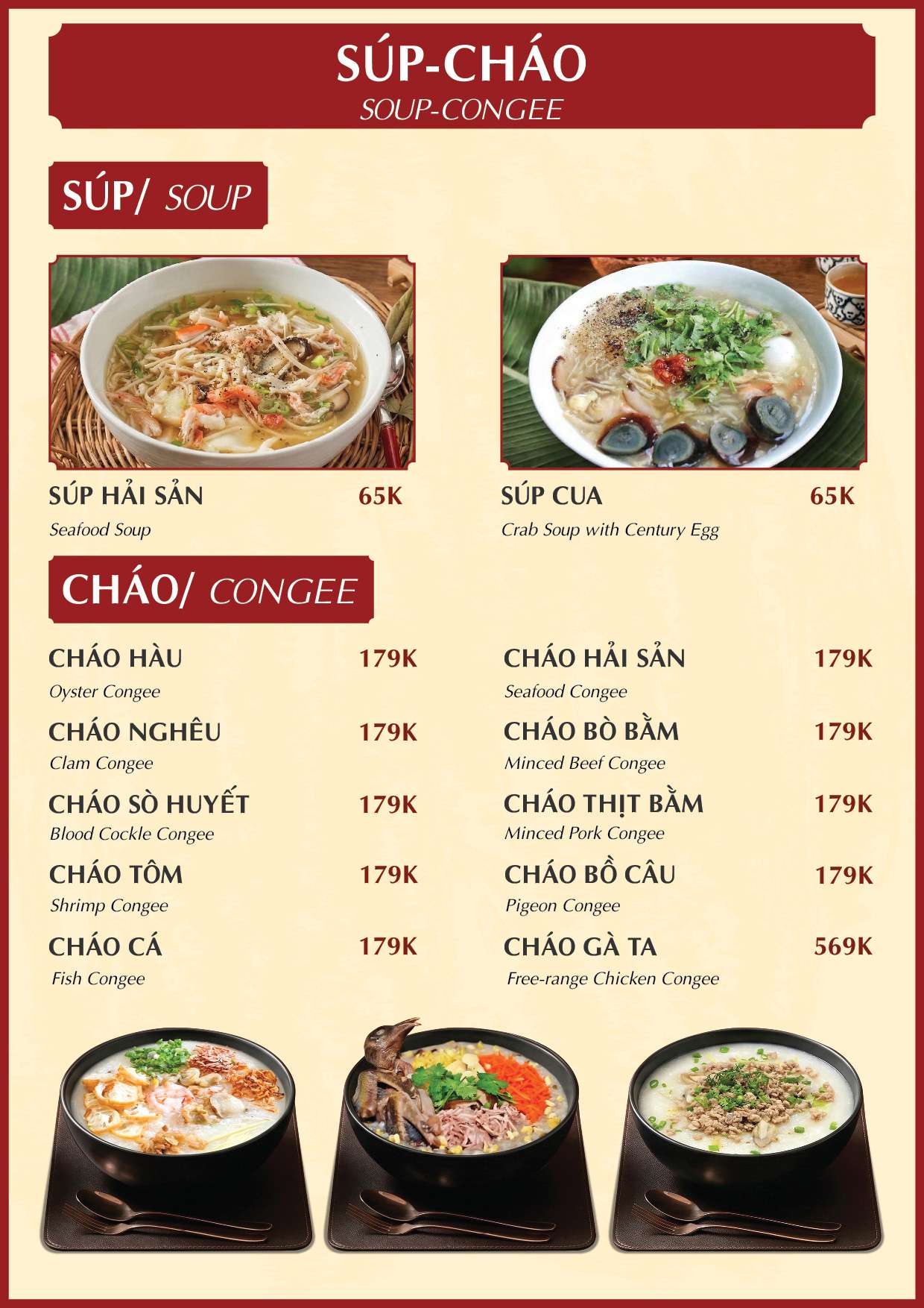 Menu Alacarte tại Nhà hàng Đại Phú