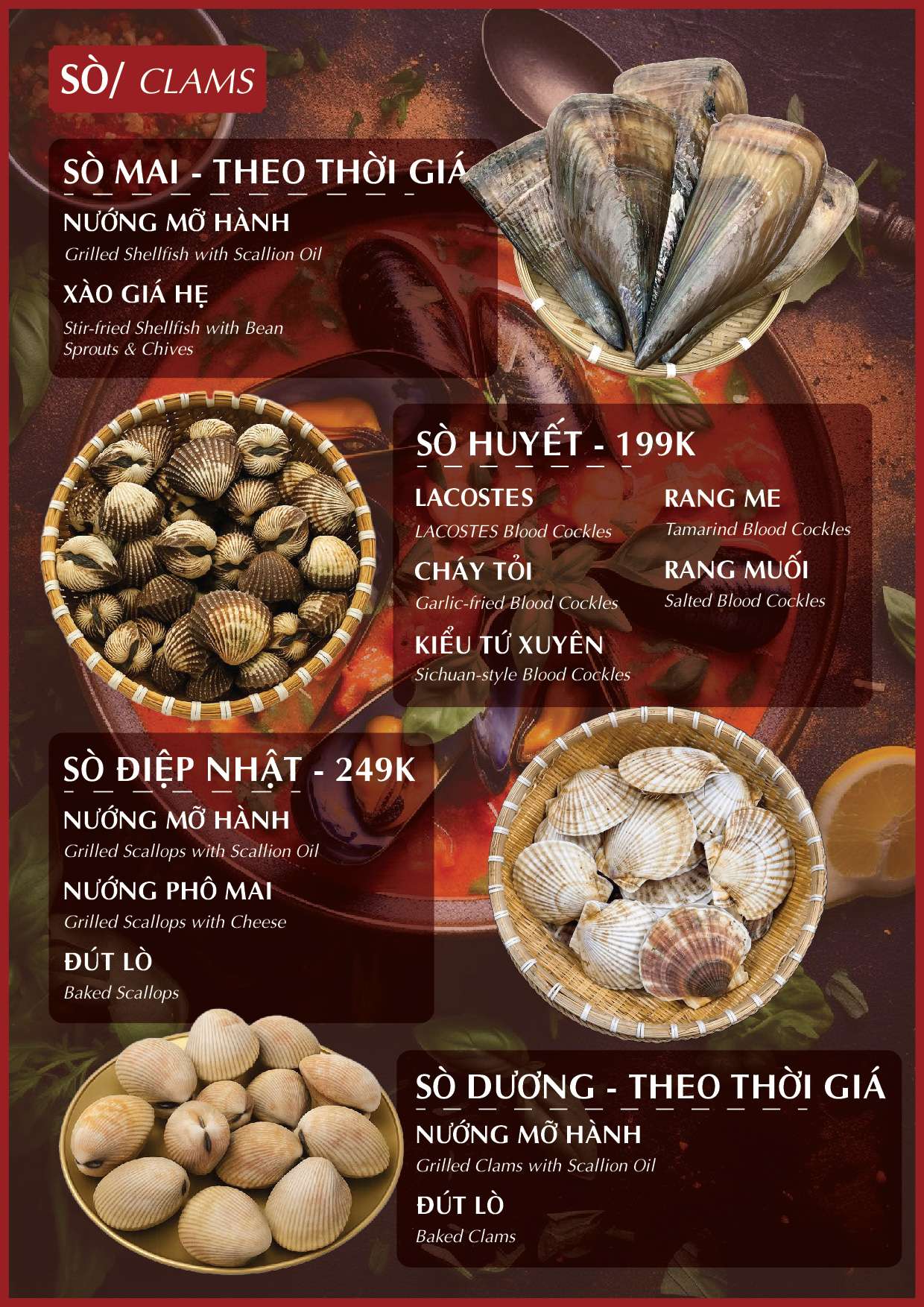 Menu Alacarte tại Nhà hàng Đại Phú