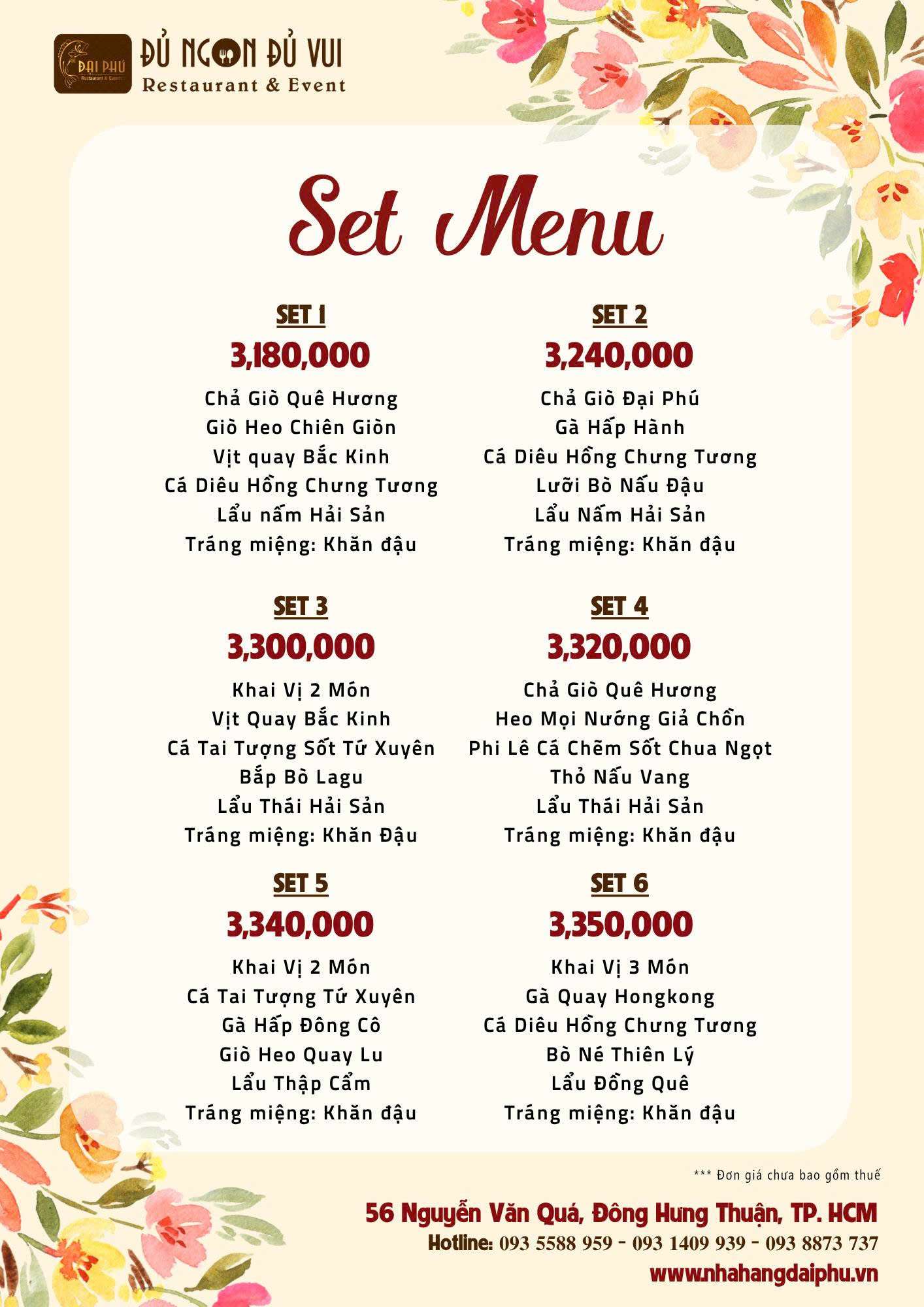 Menu Tiệc Đại Phú