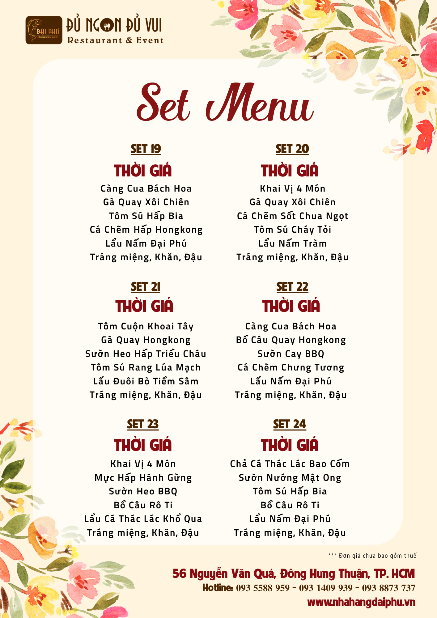 Menu Tiệc Đại Phú