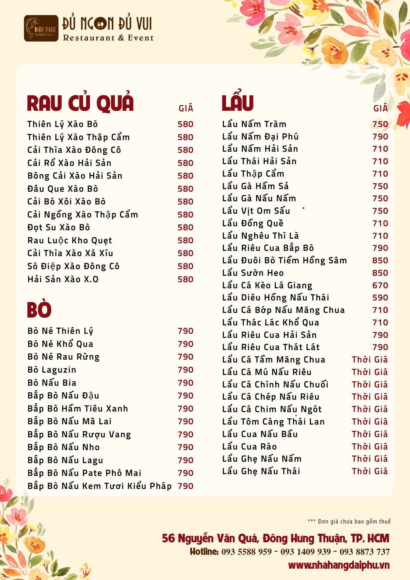 Menu Tiệc Đại Phú