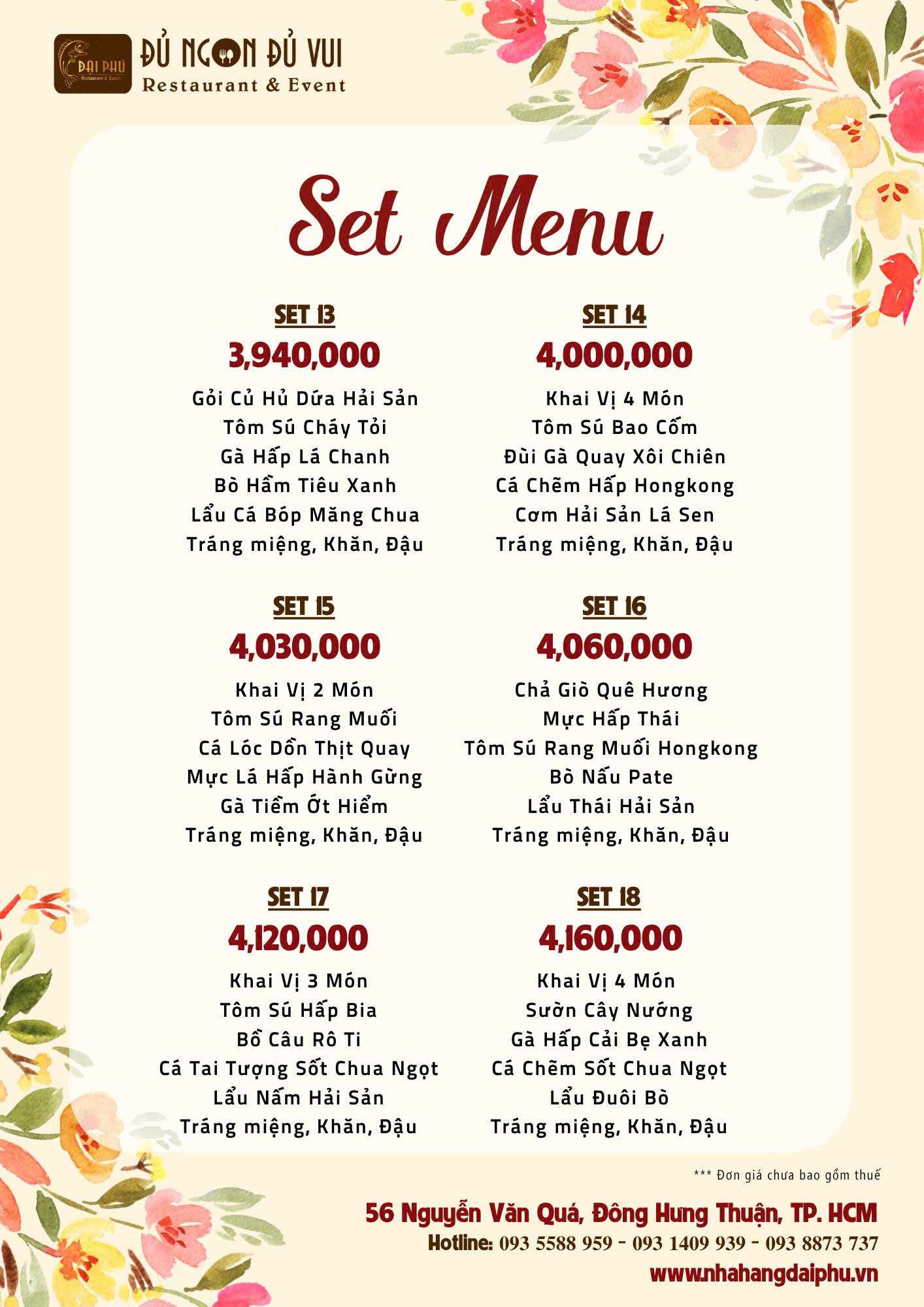 Menu Tiệc Đại Phú