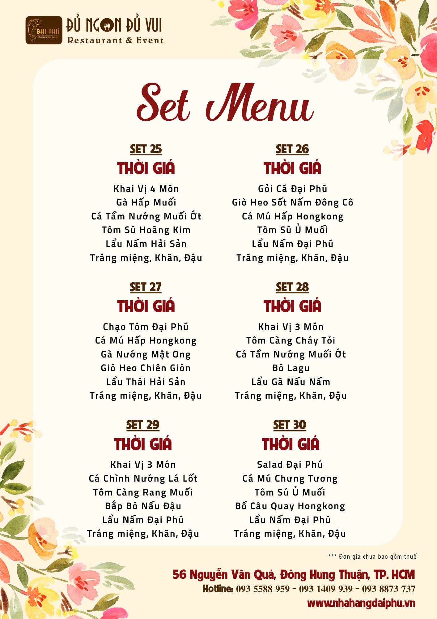 Menu Tiệc Đại Phú