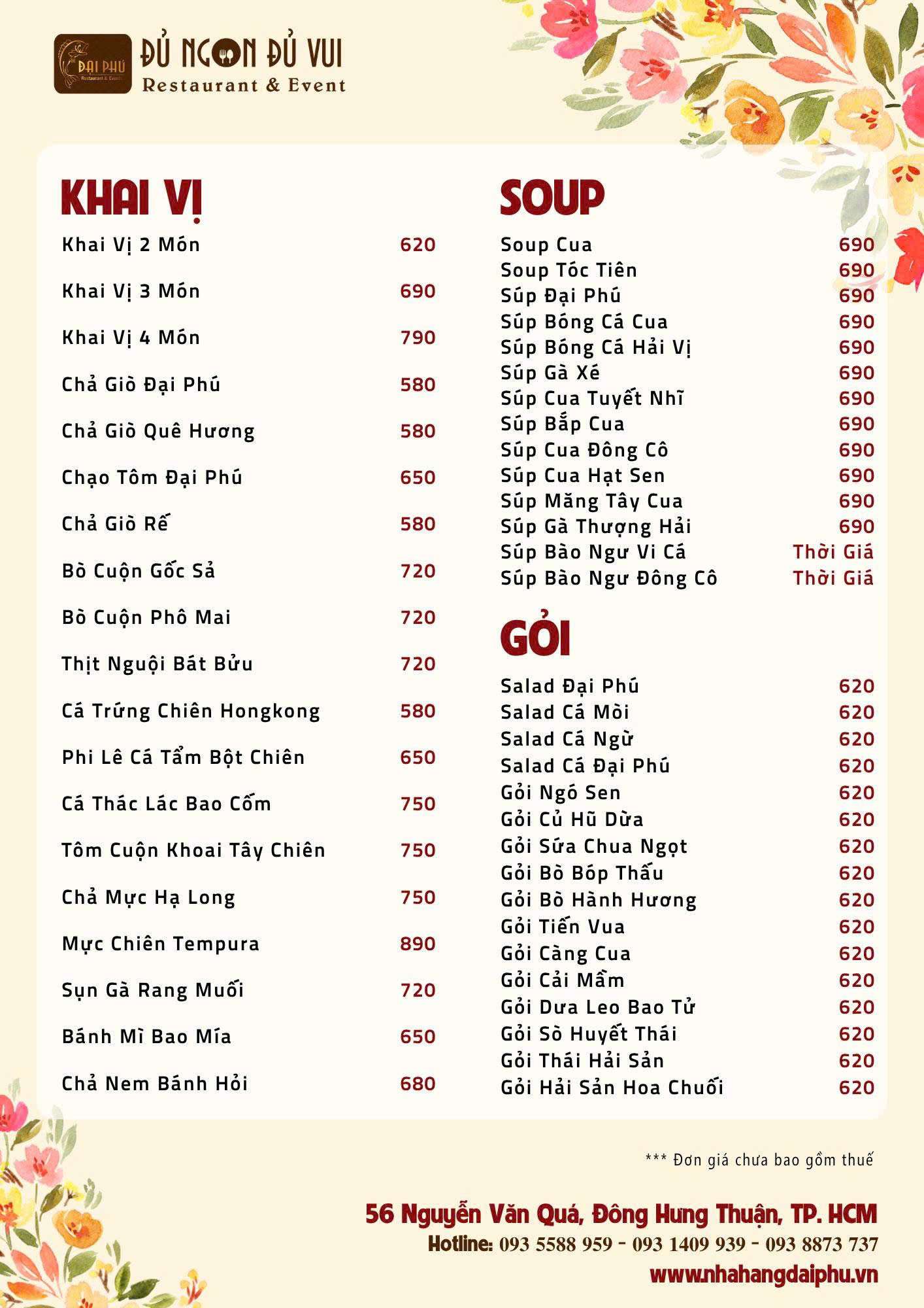 Menu Tiệc Đại Phú