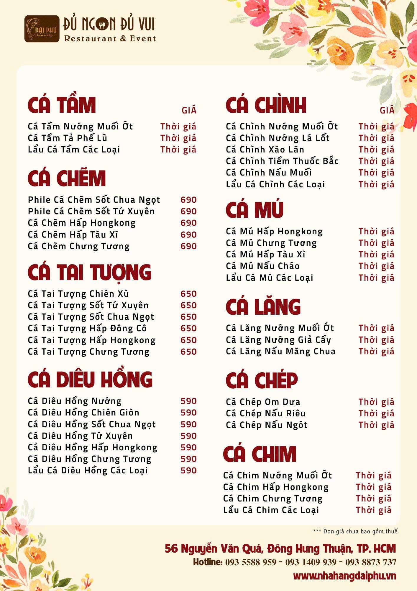 Menu Tiệc Đại Phú