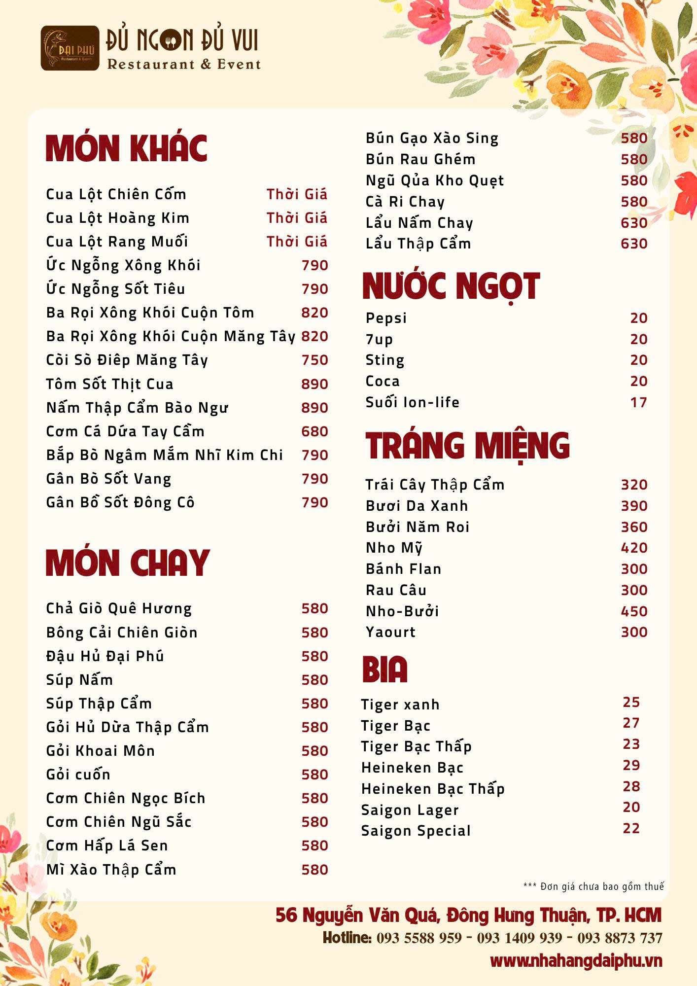 Menu Tiệc Đại Phú