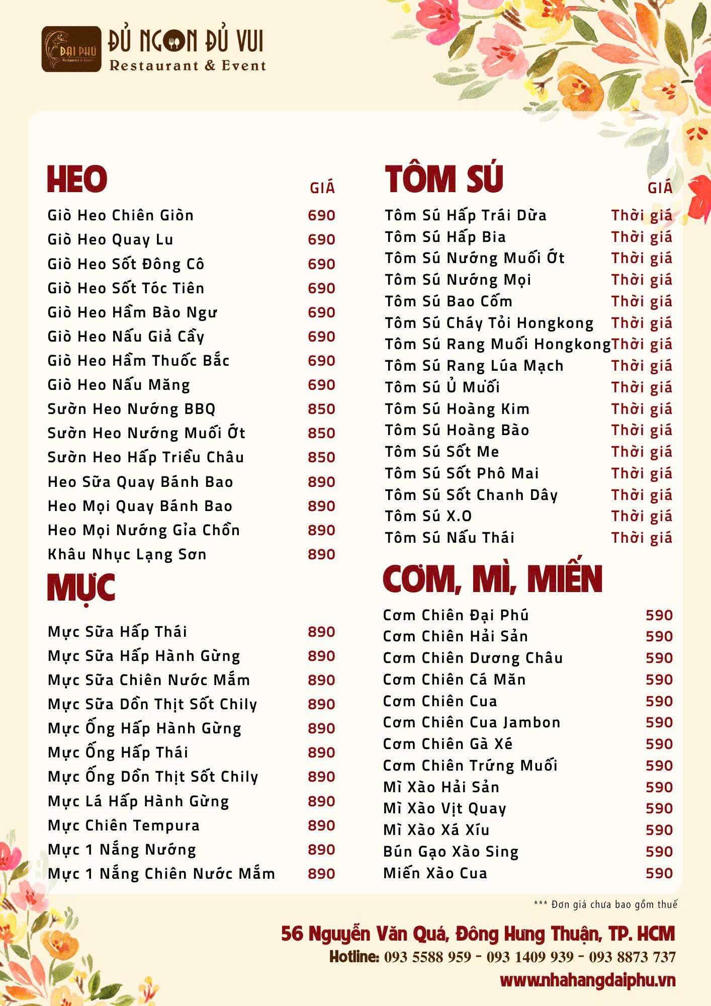 Menu Tiệc Đại Phú