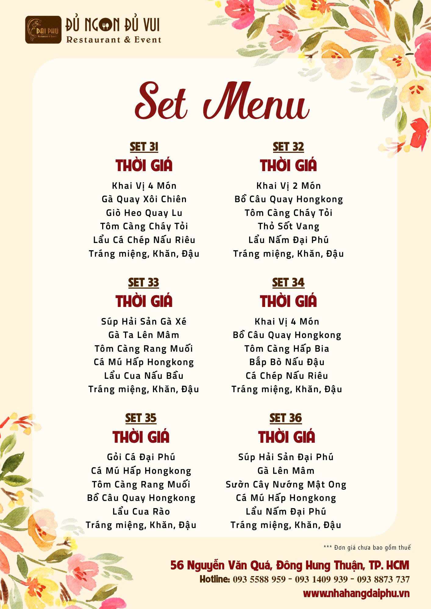 Menu Tiệc Đại Phú
