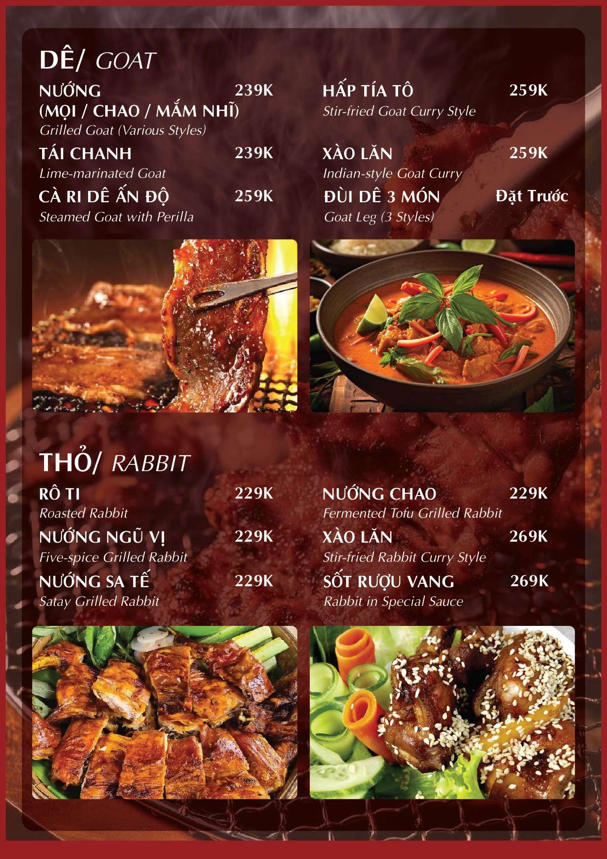 Menu Alacarte tại Nhà hàng Đại Phú