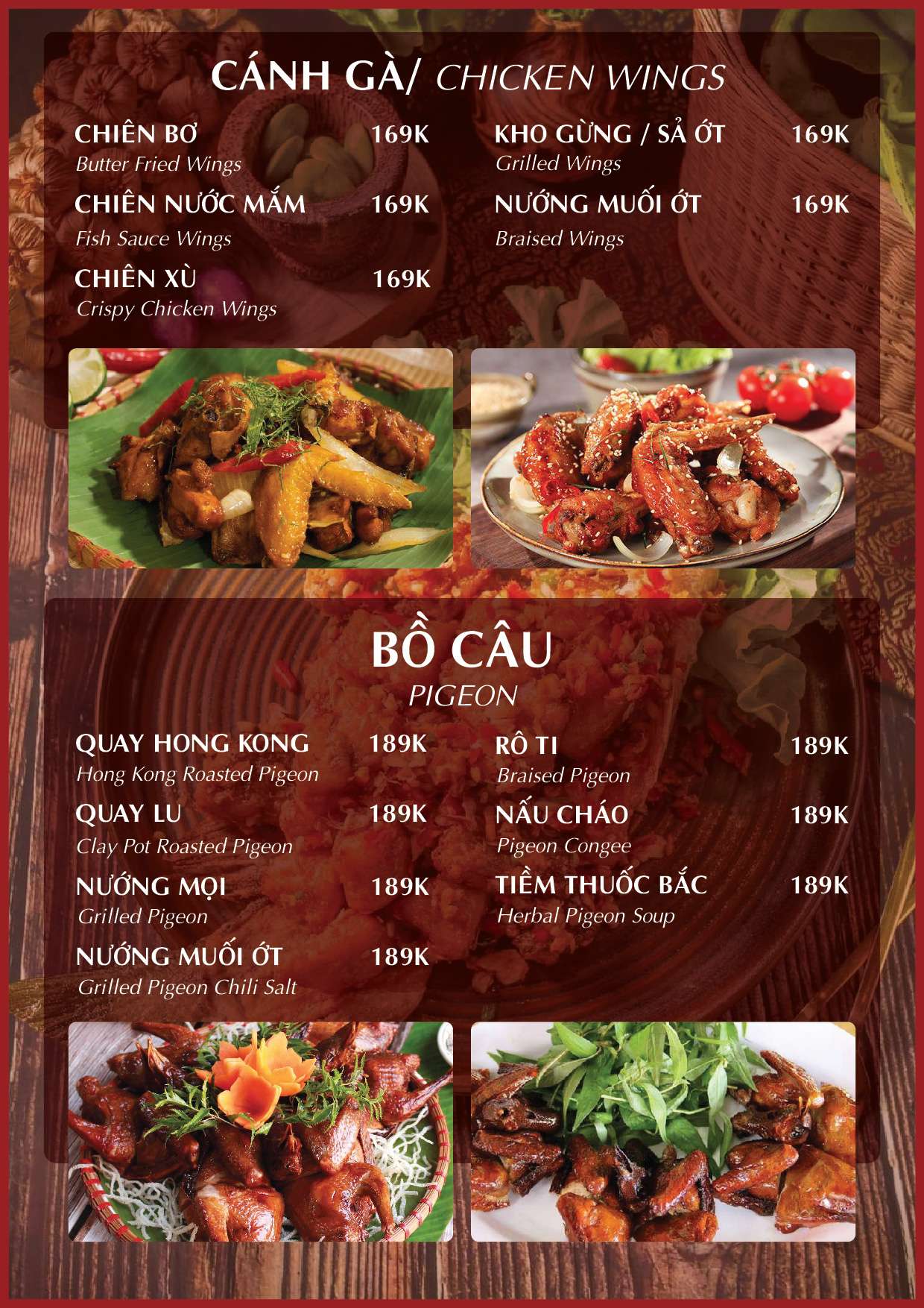 Menu Alacarte tại Nhà hàng Đại Phú