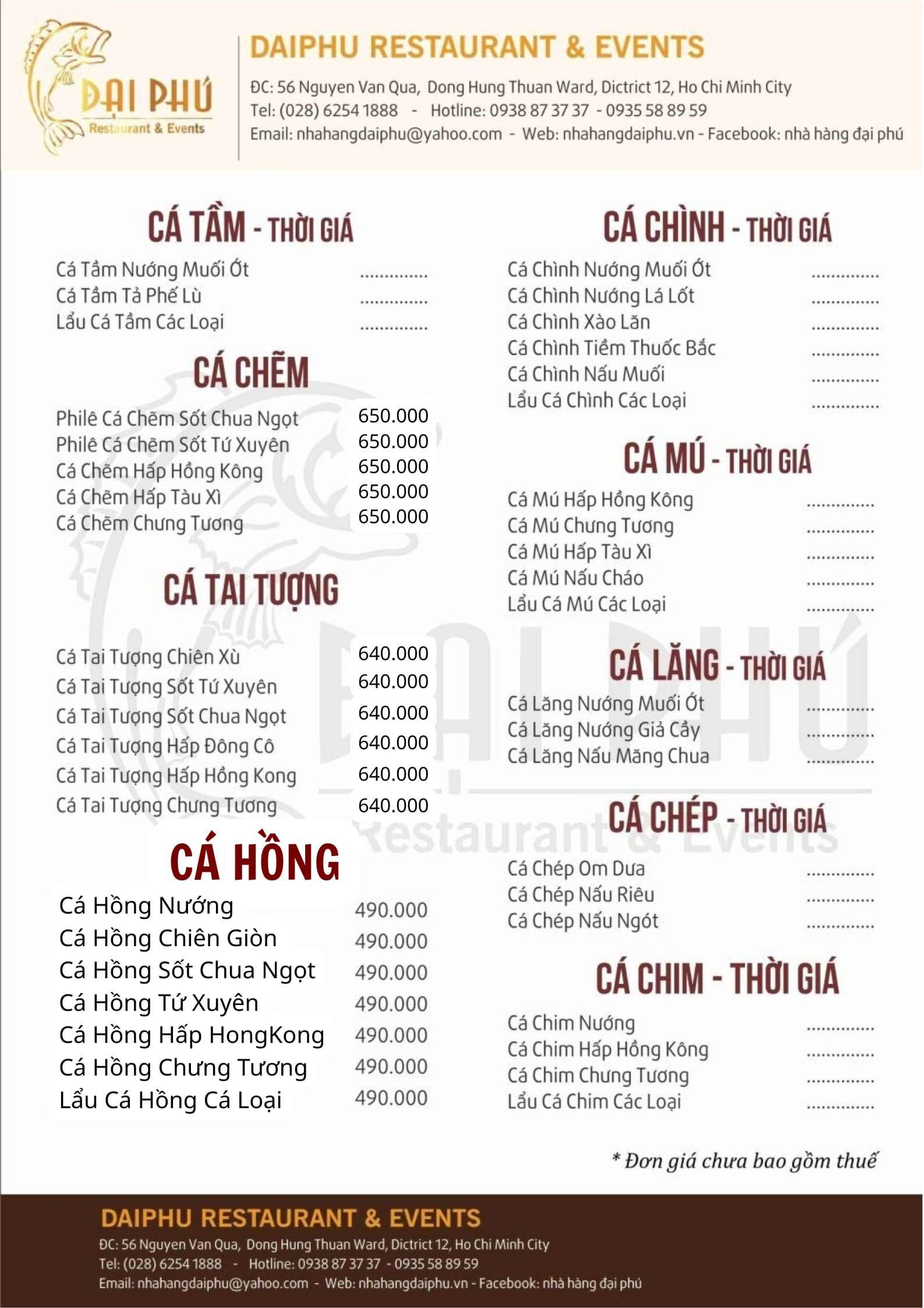 Menu Tiệc Đại Phú