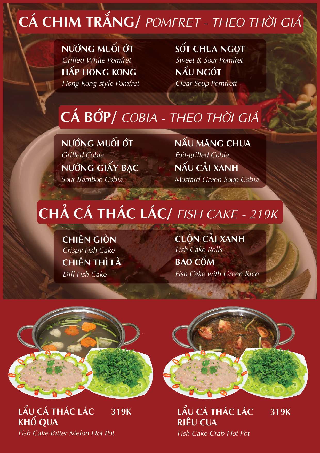 Menu Alacarte tại Nhà hàng Đại Phú