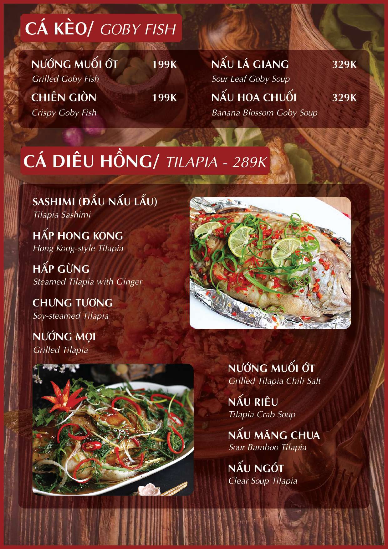Menu Alacarte tại Nhà hàng Đại Phú