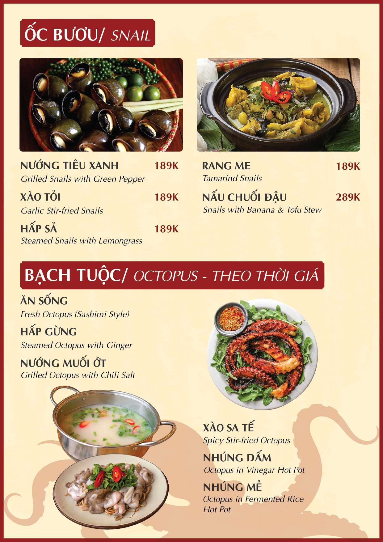 Menu Alacarte tại Nhà hàng Đại Phú