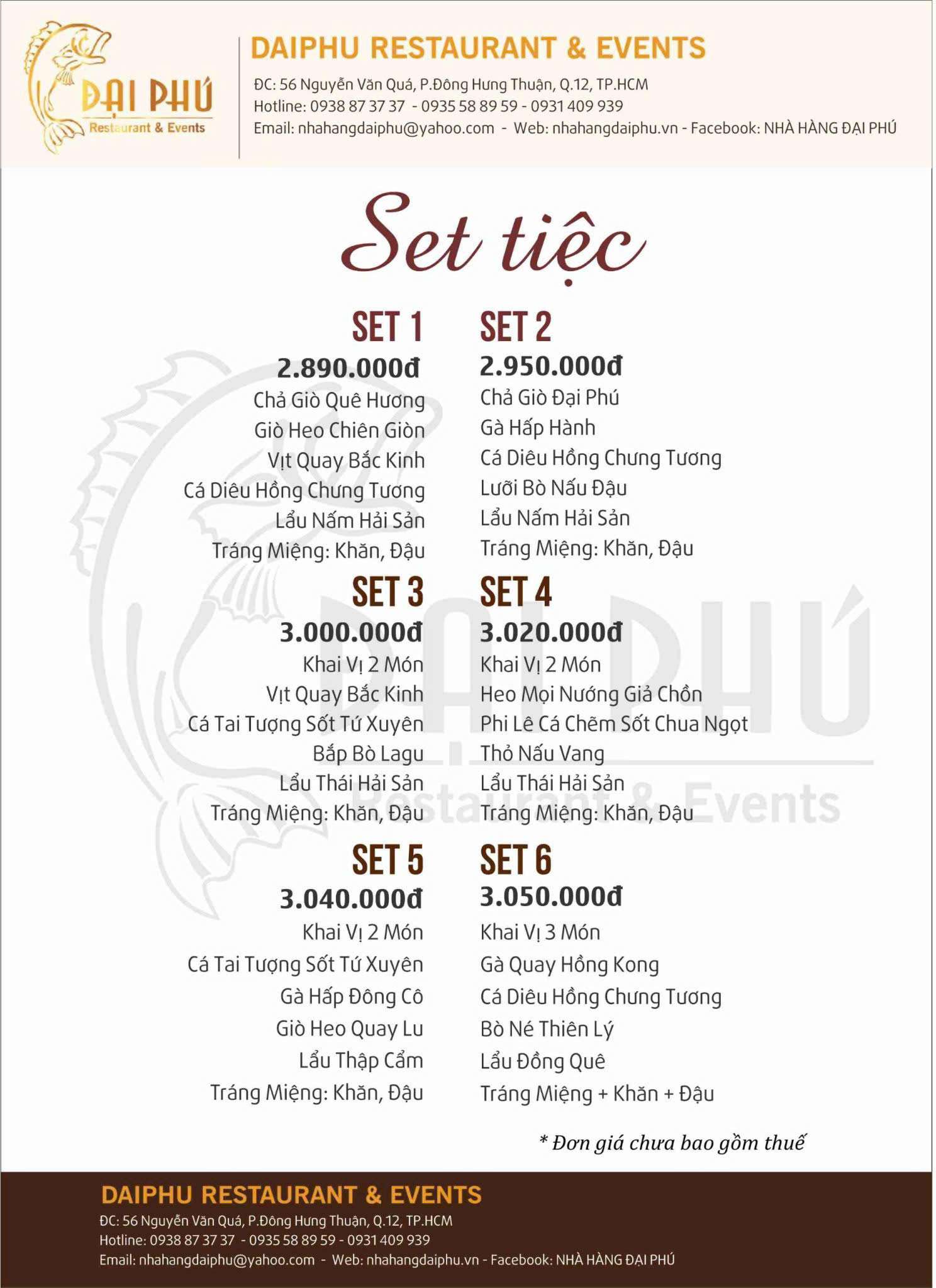 Menu Tiệc Đại Phú