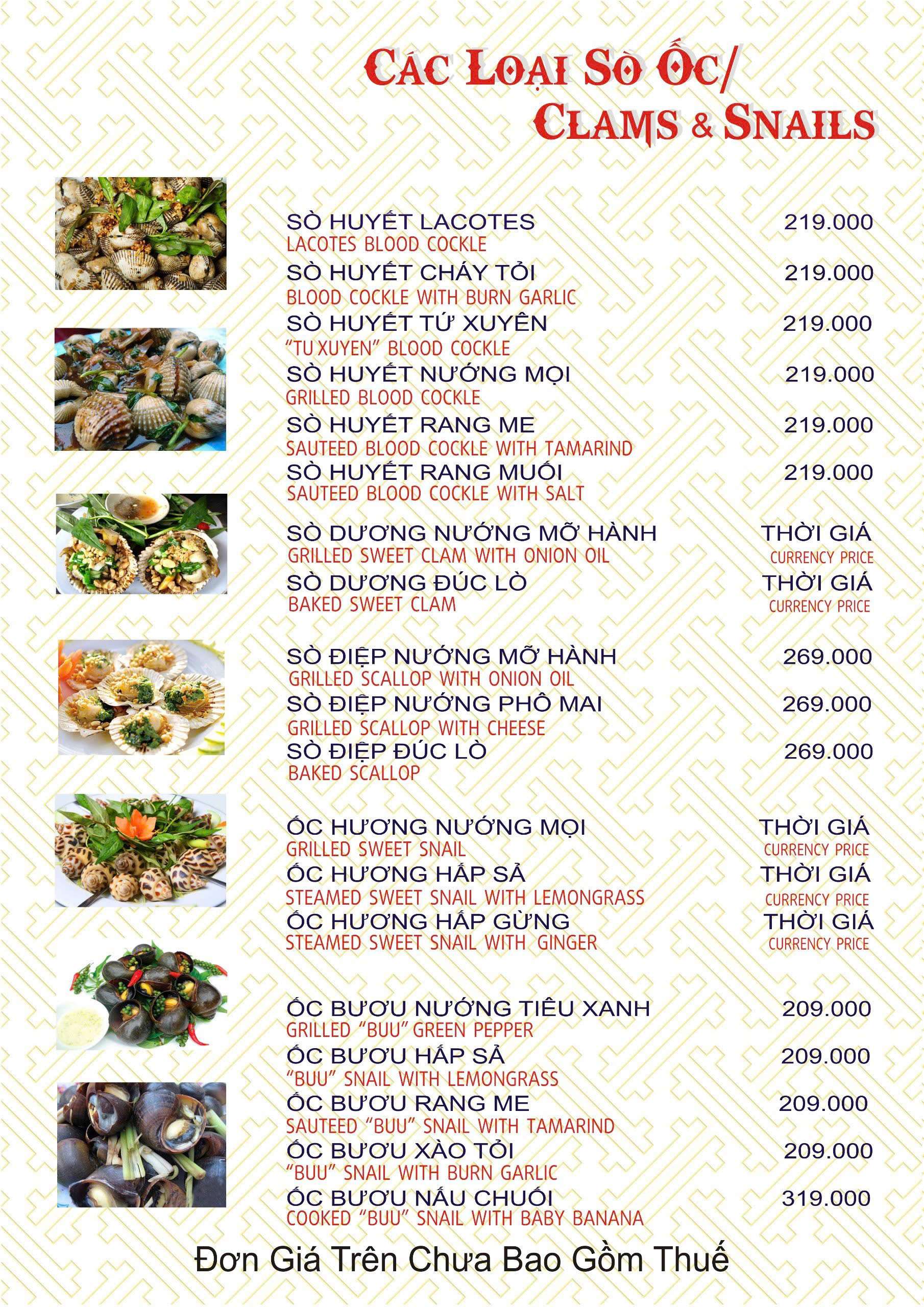 Menu VIP tại Nhà hàng Đại Phú