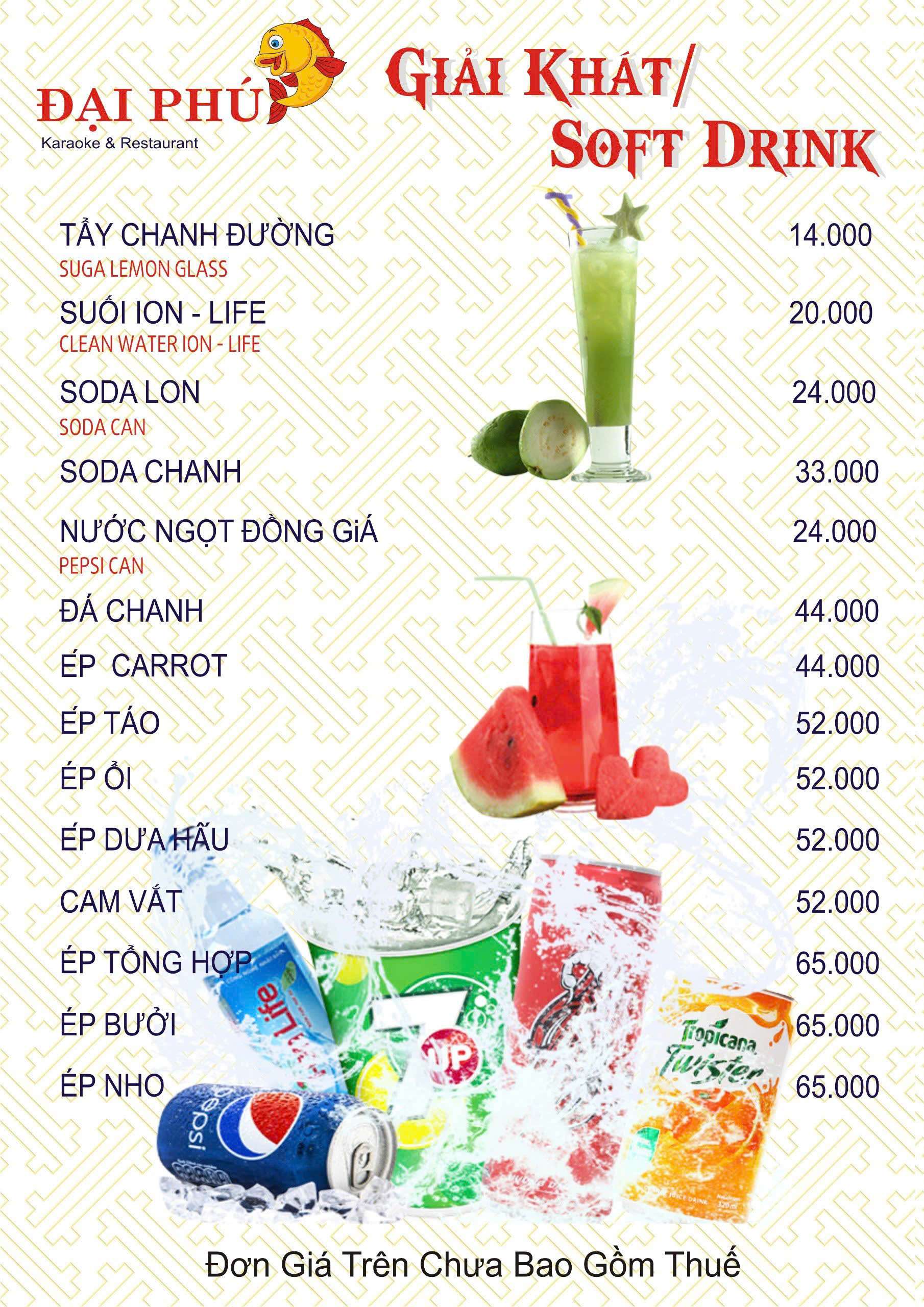 Menu VIP tại Nhà hàng Đại Phú