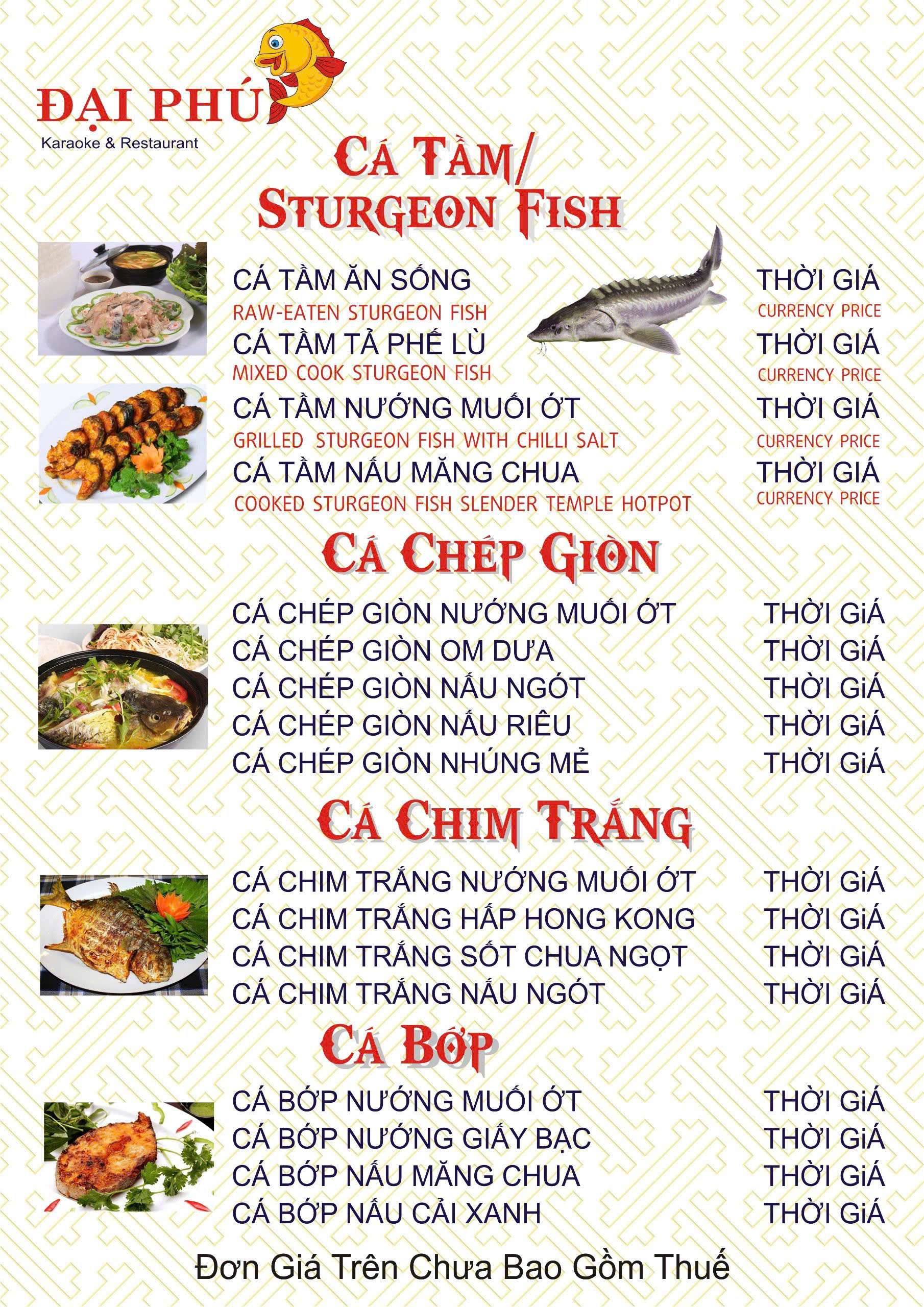 Menu VIP tại Nhà hàng Đại Phú
