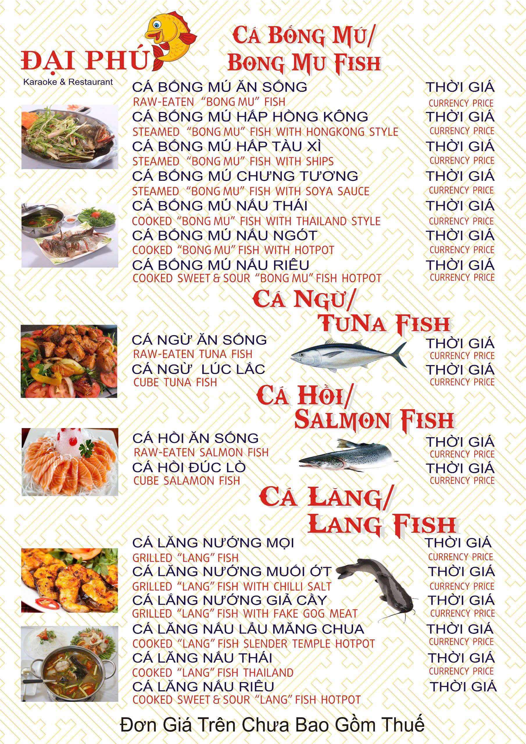 Menu VIP tại Nhà hàng Đại Phú