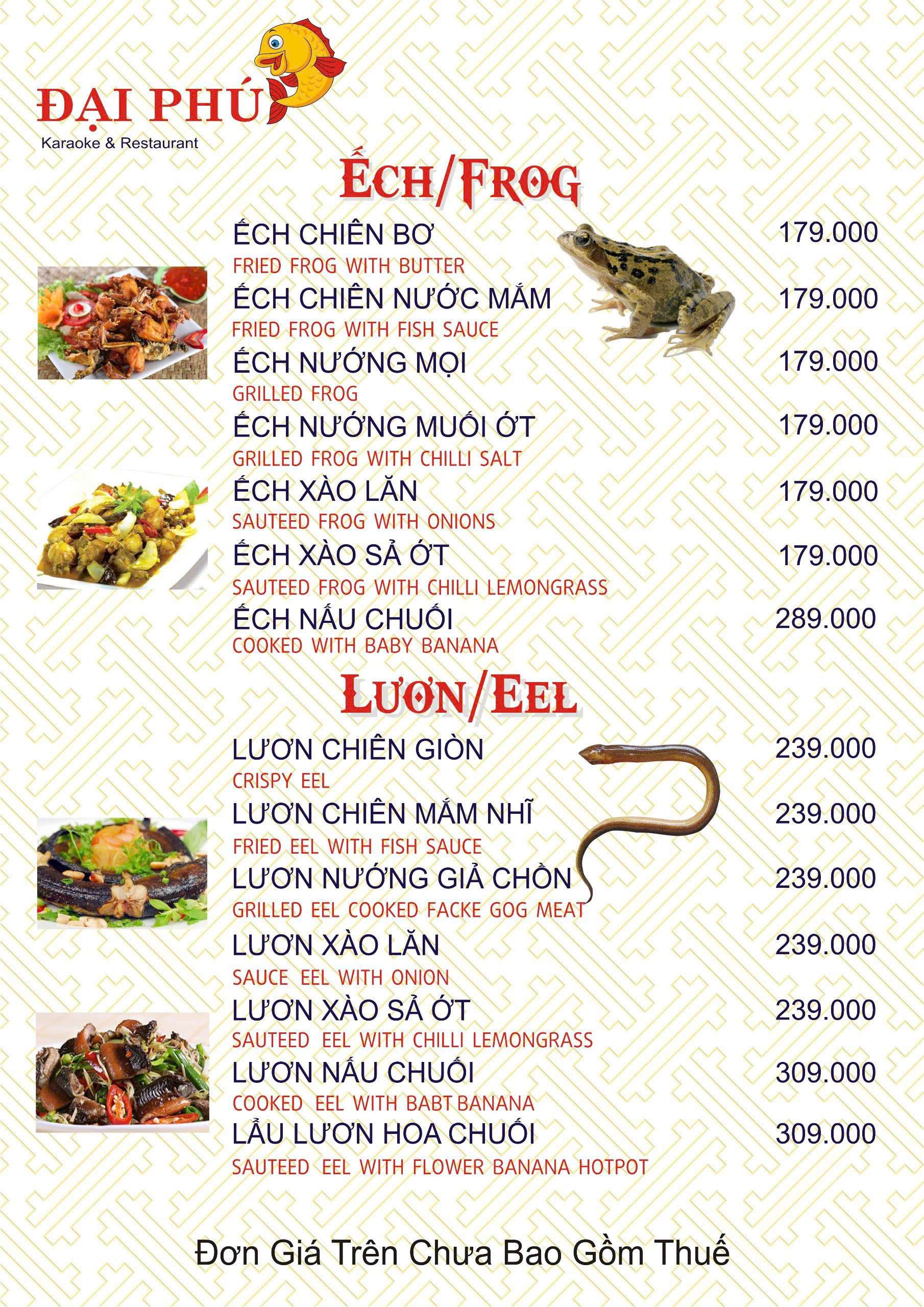 Menu VIP tại Nhà hàng Đại Phú