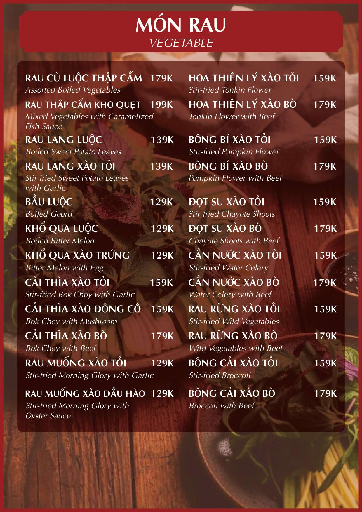Menu VIP tại Nhà hàng Đại Phú