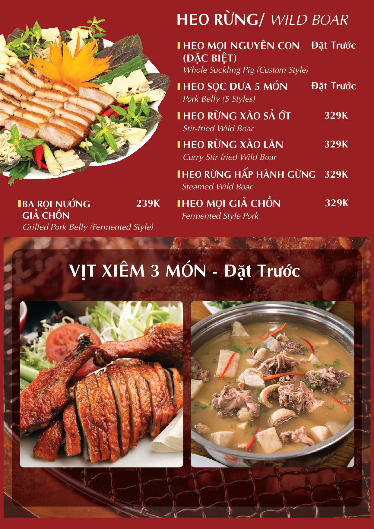 Menu VIP tại Nhà hàng Đại Phú