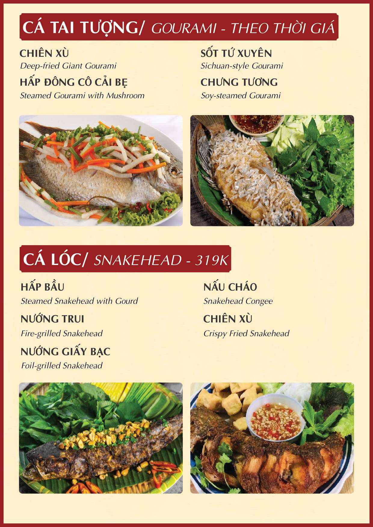 Menu VIP tại Nhà hàng Đại Phú
